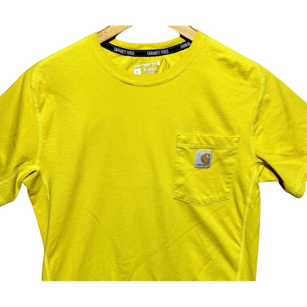 Carhartt Force Relaxed Fit Pocket T-Shirt Men's Small Yellow‎ Short Sleeve Tee